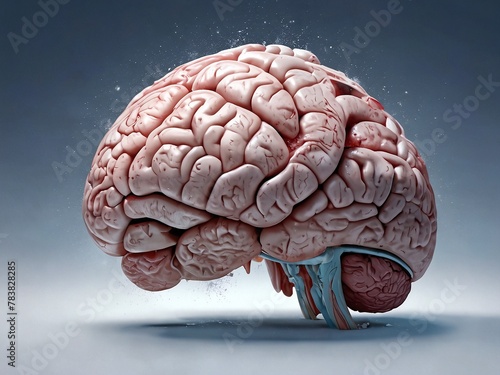 Illustration of freezing human brain with frosting cover metaphor for lack of idea or laziness and slowness photo