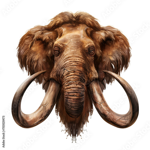 Mammoth head element_hyperrealistic_hyper detailed_isolated on transparent background