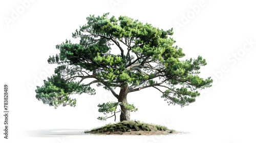 Lone Pine Tree of Strength  A Majestic 3D Rendering on a White Background