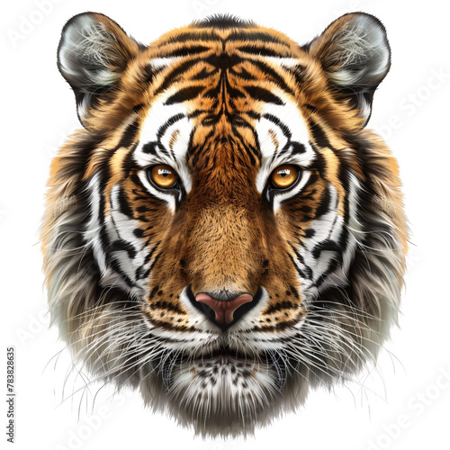tiger head element_hyperrealistic_hyper detailed_isolated on transparent background