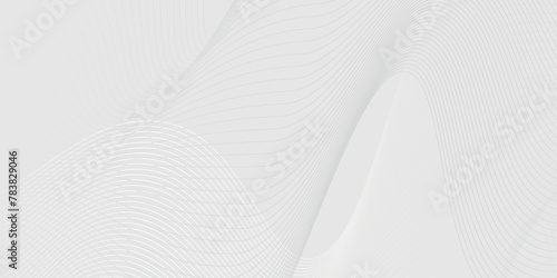 Abstract geometric curved wavy background with white flowing lines, Digital future technology abstract wave lines, abstract black and white wave background line geometric pattern. © FLOATING HEART