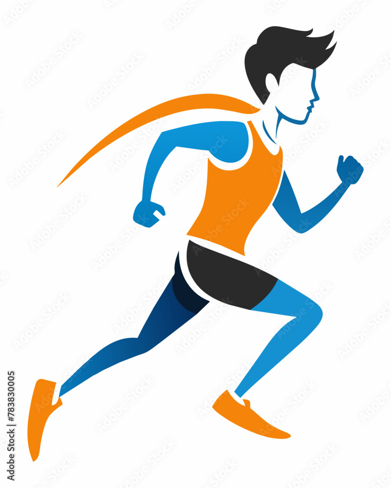 Silhouettes of runner for  symbol, logo, web icon, sign
