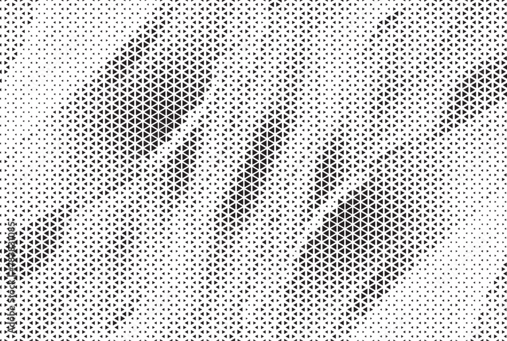 Triangle Shapes Vector Abstract Geometric Technology Oscillation Wave Isolated on Light Background. Halftone Triangular Retro Simple Pattern. Minimal 80s Style Dynamic Tech Wallpaper	 - obrazy, fototapety, plakaty 