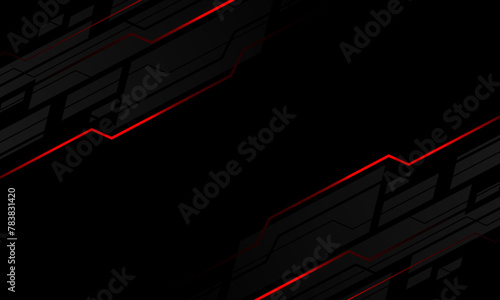 Abstract red black light lines circuit grey geometric slash on blank space design modern futuristic technology creative background vector