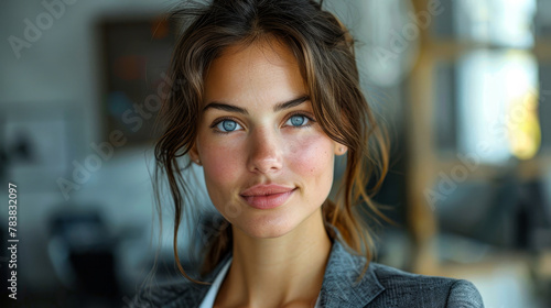 Portrait of a confident businesswoman in a professional suit  with a determined expression
