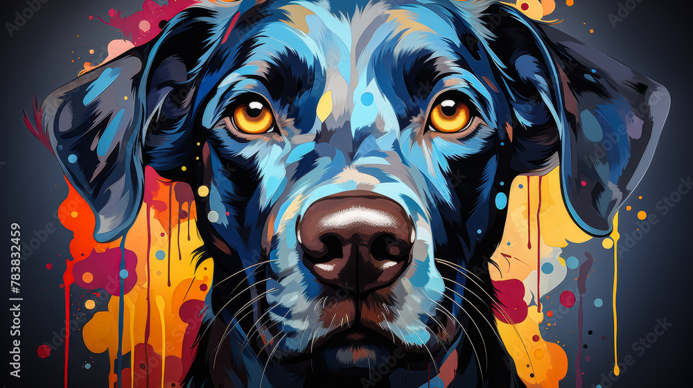 Obraz premium An illustration of a playful dog in a pop art interpretation