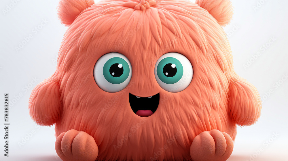 Cartoon-style 3D illustration of a cute character pillow with exaggerated features Cartoon-style 3D illustration of a cute character pillow with exaggerated features