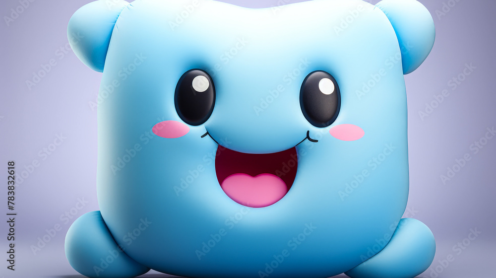 Cartoon-style 3D illustration of a cute character pillow with exaggerated features Cartoon-style 3D illustration of a cute character pillow with exaggerated features