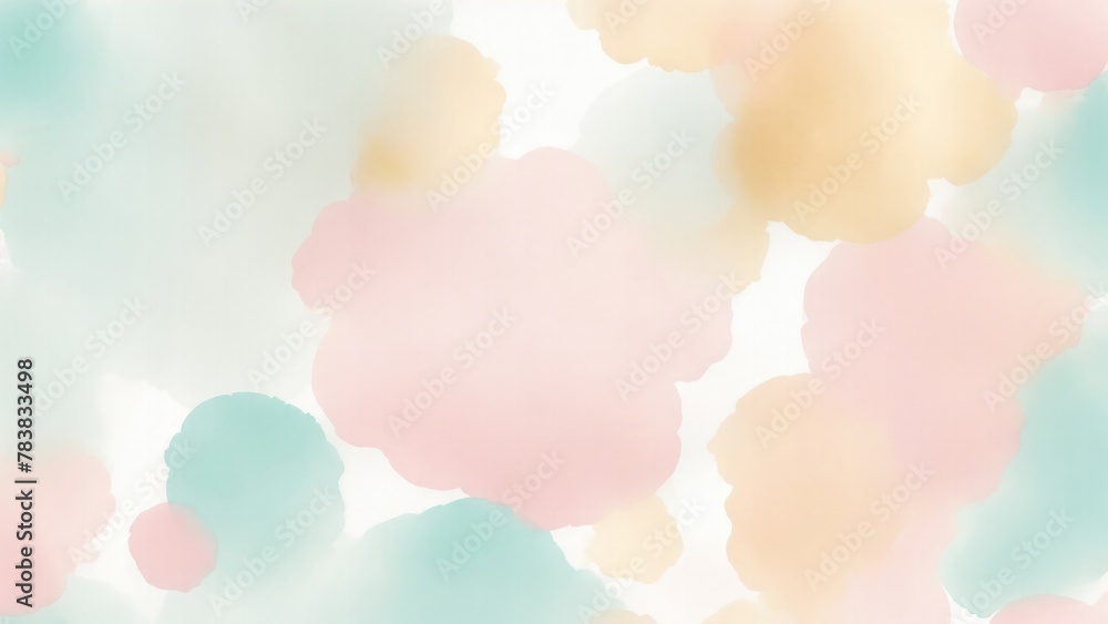 Hazy watercolor splashes of pastel Purple Teal Gold and white Background Hazy watercolor splashes of pastel Purple Teal Gold and white Background