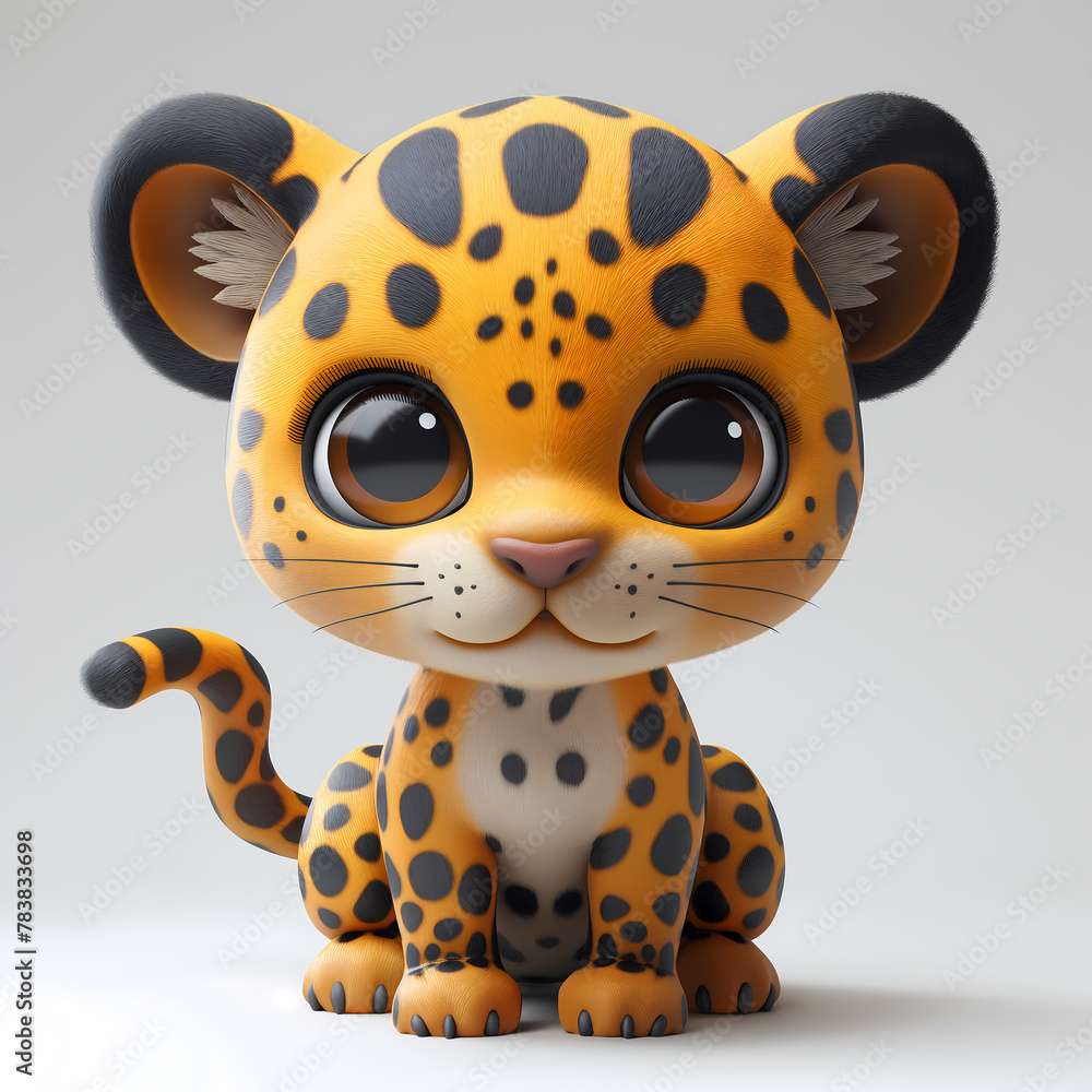 A cute and happy baby leopard 3d illustration A cute and happy baby leopard 3d illustration