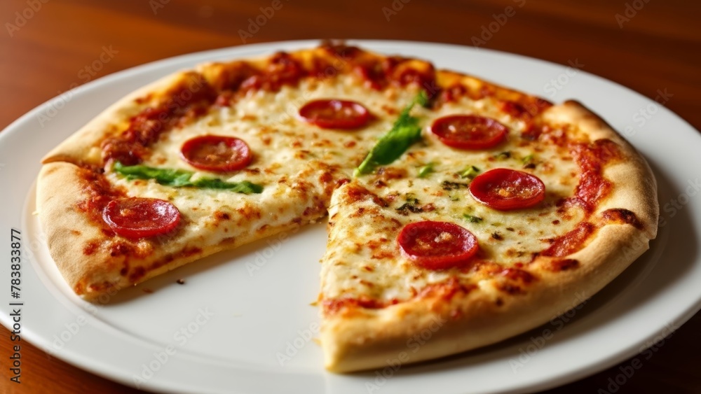 Deliciously cheesy pizza ready to be savored Deliciously cheesy pizza ready to be savored