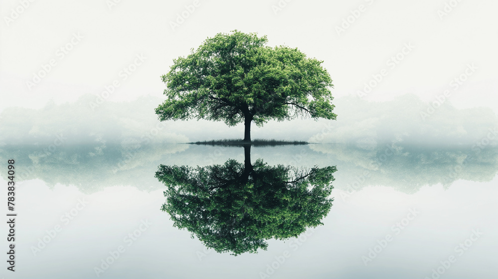 A tree is reflected in the water A tree is reflected in the water