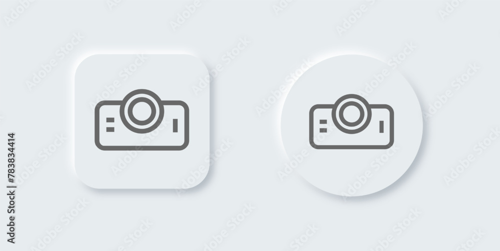 Project line icon in neomorphic design style. Multimedia signs vector illustration. Project line icon in neomorphic design style. Multimedia signs vector illustration.