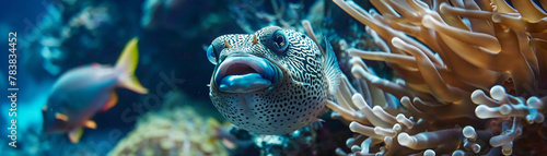 A puffer fish performing CPR on another sea creature photo