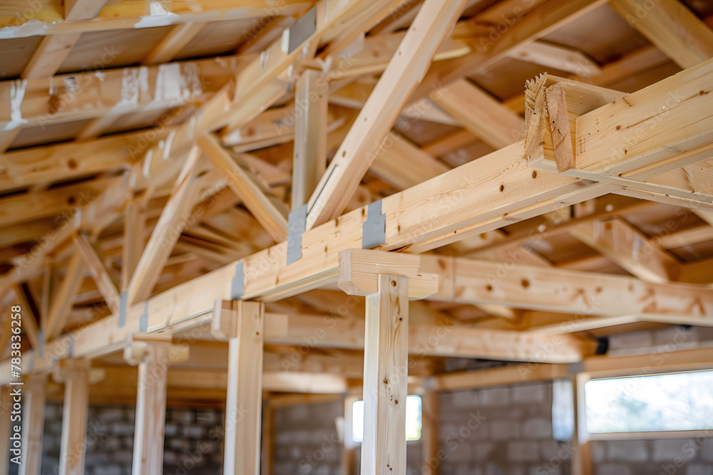 assembly of the wooden frames beams and trusses. assembly of the wooden frames beams and trusses.