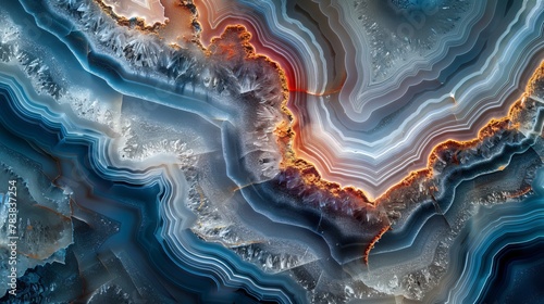 An amazing background featuring the cross section of a banded agate crystal, displaying intricate