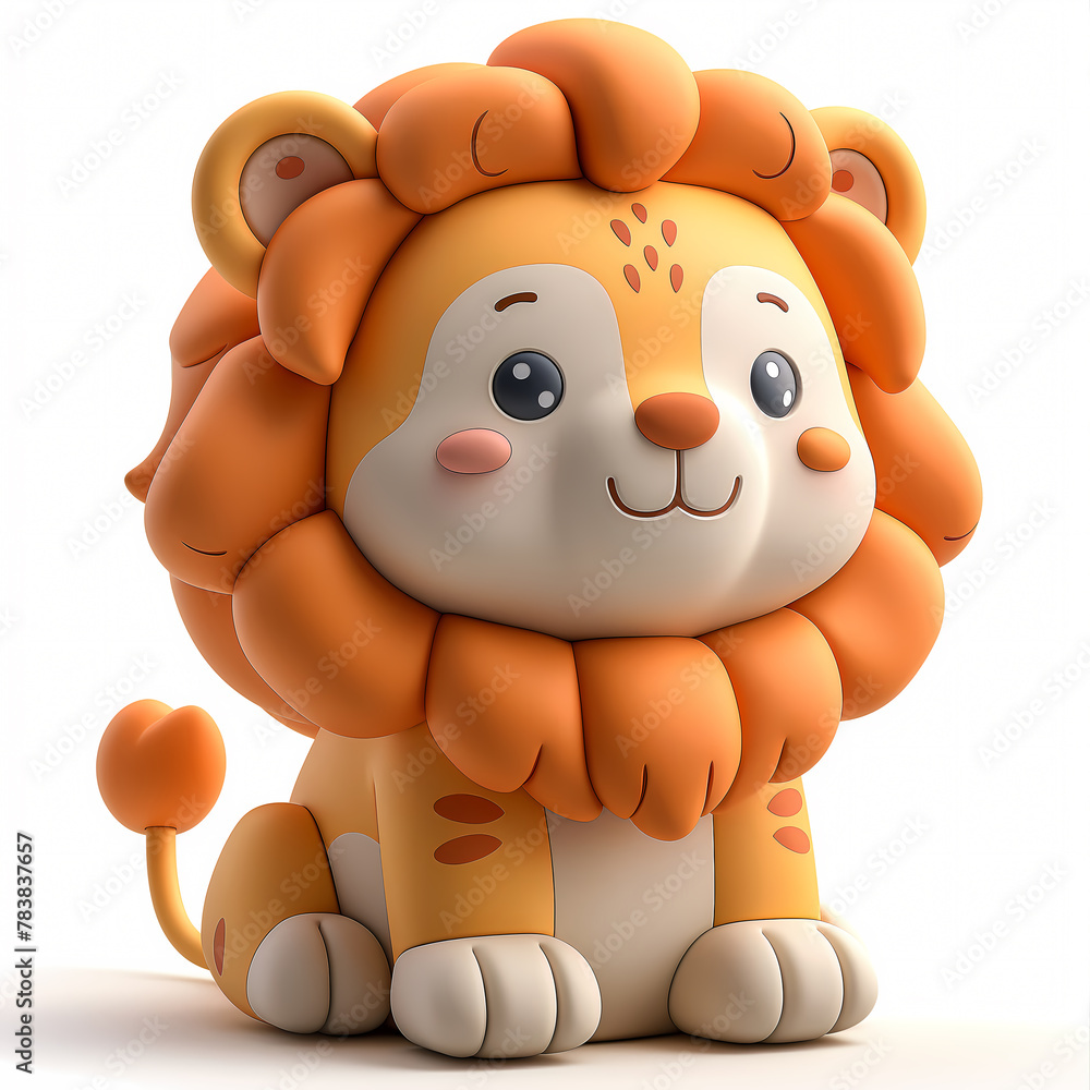 Naklejka premium A cute and happy baby lion 3d illustration