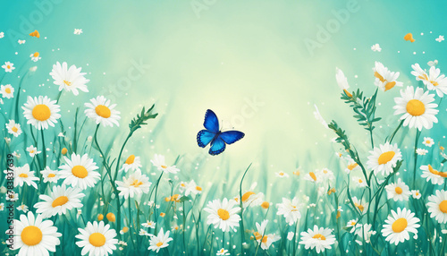 beautiful flowers and butterfly