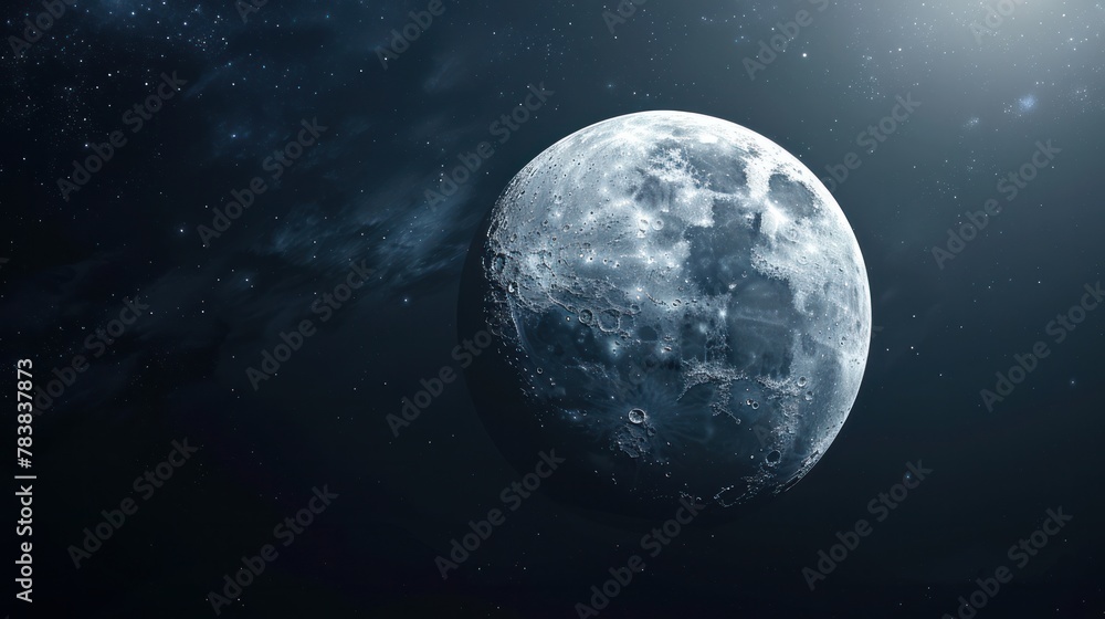 The Earth's Moon radiates a ghostly glow against a pitch-black background The Earth's Moon radiates a ghostly glow against a pitch-black background