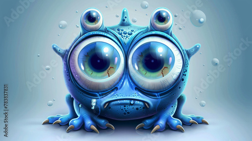 Cute Cartoon Monster Character with Big Eyes