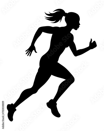 Runner athlete girl sport silhouette illustration