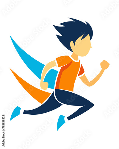 Runner cartoon boy logo, illustration