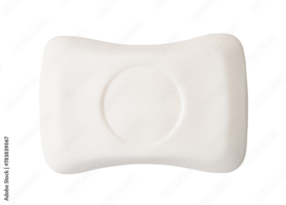 Top view of single bar of dry white soap isolated on white background with clipping path Top view of single bar of dry white soap isolated on white background with clipping path