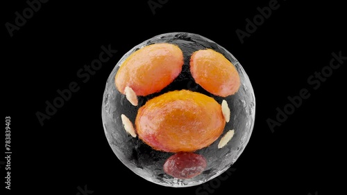 Fat cell isolated, Beige adipocyte and lipocyte, cholesterol in a cells, Beige fat cells, lipid droplet, 
 fat in human body, Obesity concept, dermis and hypodermis, nucleus, 3d render photo