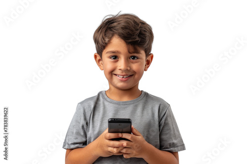 Young Boy With Phone on Transparent Background © Аrtranq
