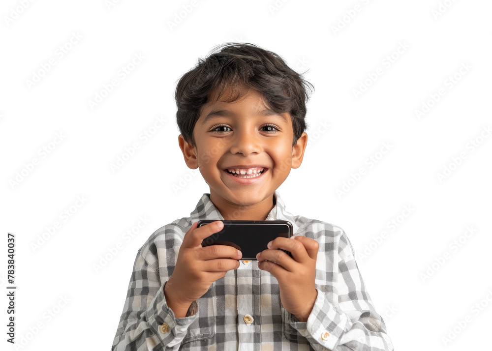 Smiling Boy with Phone on Transparent Smiling Boy with Phone on Transparent