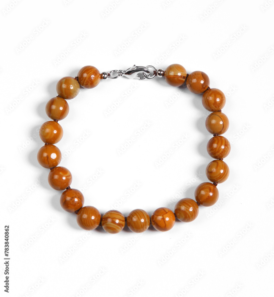 Natural Jade gemstone bracelet on white background Natural Jade gemstone bracelet on white background