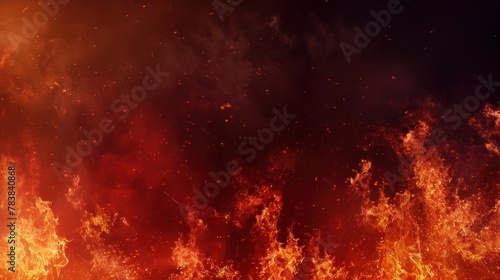 Intense flames fiercely blazing upward, creating a dramatic and powerful background