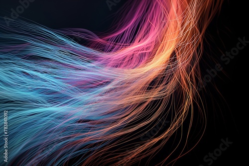 Dynamic abstract swirls of color evoke the vivid motion of wind on a black background