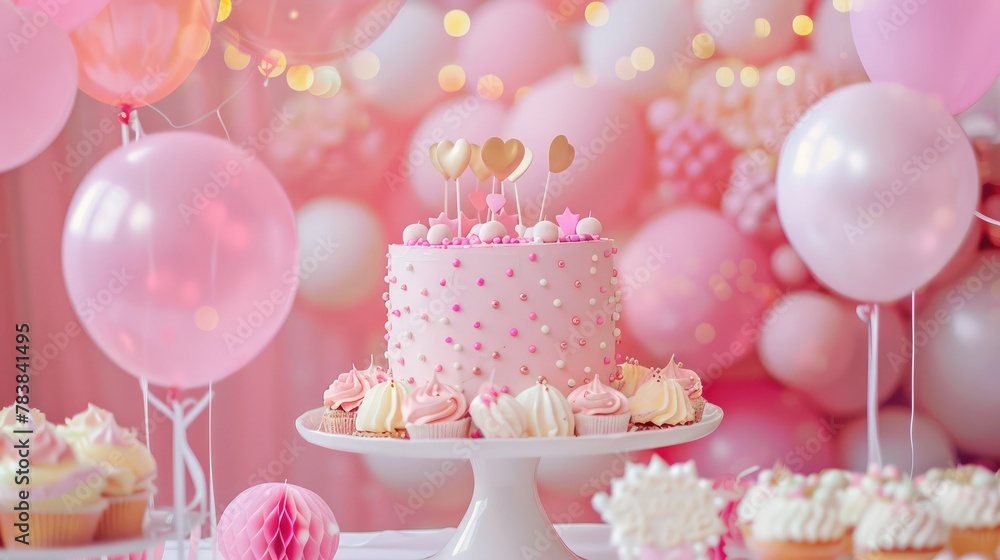 A party inspired by children's stories With balloons and cake Created with A party inspired by children's stories With balloons and cake Created with
