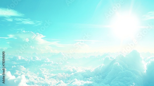 A summer-inspired background featuring a gradient of light white clouds against a bright blue sky