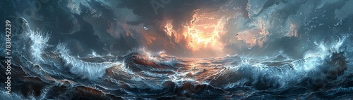 The big one had fun playing in the water and spraying water Digital rendering of a stormy sea Thailand Heavy metal artwork Awesome look photo