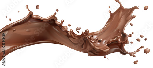 chocolate milk splash isolated on transparent background cutout. Chocolate splash, liquid chocolate or hot cocoa.