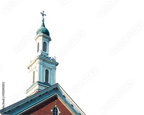 church building with clean sky on transparent background