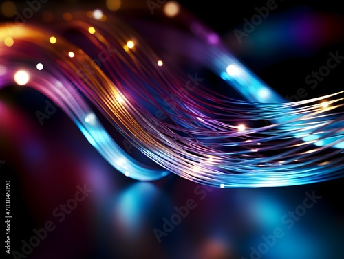 Abstract Futuristic Fiber Optic Cables Transferring Energy and Data in a Highly Detailed Technological Background