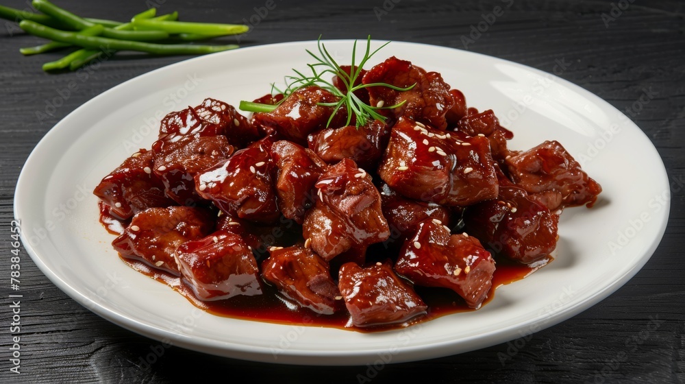 Chinese cuisine: Gabajou. The pieces of meat are deep-fried until lightly browned. Pork is served in sweet and sour sauce. Chinese cuisine: Gabajou. The pieces of meat are deep-fried until lightly browned. Pork is served in sweet and sour sauce.