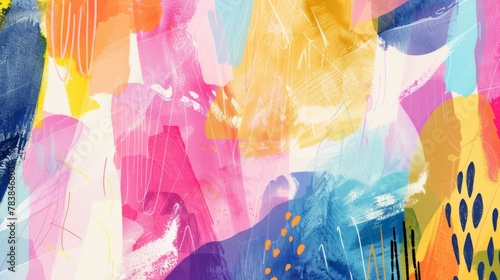 Graphic creative water colors style background, Plant and abstract shapes.