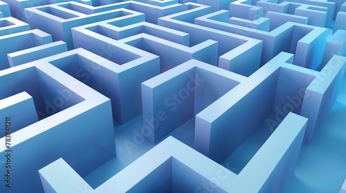 A 3D maze with a clear jump path over obstacles  representing strategic navigation through complex business challenges
