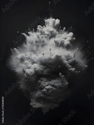 Explosive Charcoal Burst:A Captivating Monochrome Abstraction of Dynamic Energy and Transformation