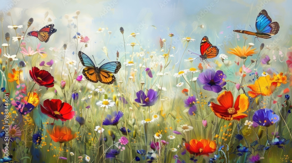 Wildflower meadow colorful blooms Wildflower meadow colorful blooms