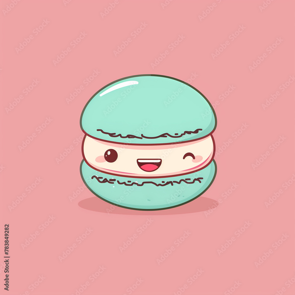 Charming minimalist vector illustration of a cute macaron with a smiling face, showcased on a soft pink background that enhances the sweetness and playful personality of the dessert character.
Charming minimalist vector illustration of a cute macaron with a smiling face, showcased on a soft pink background that enhances the sweetness and playful personality of the dessert character.