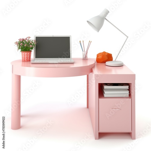 Corner desk coralpink photo