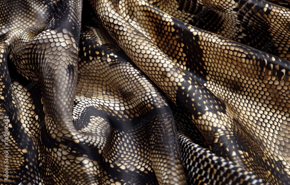 High-fashion design element, snake print cloth undulating gracefully High-fashion design element, snake print cloth undulating gracefully