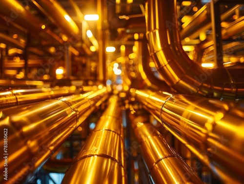 The golden glow of innovation in a modern refinery's pipeline network
