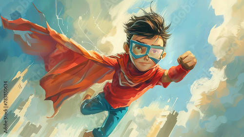 The adventurous life of a superhero kid, tackling everyday challenges with bravery, inspiring young readers photo