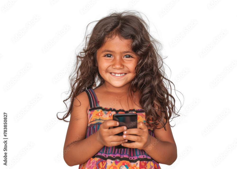 Young Girl Smiling with Phone on Transparent Young Girl Smiling with Phone on Transparent